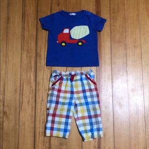 MINI BODEN BABY BOY 2 PC SET 6-12 TOP PANT EUC